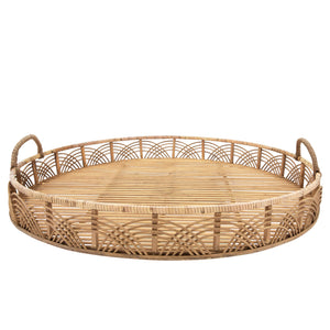 Woven Serving Trays with Handles Set of 2 - Brown, 24/30 in.