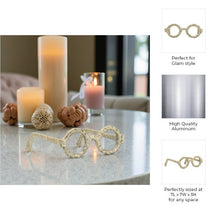 Metal Abstract Eyeglasses Sculpture Home Decor - Gold, 3 in.