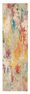 10' Runner Ivory Abstract Power Loom Runner Rug