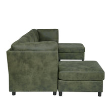 Olive Faux Leather Modular Sectional Sofa, 6 Seat Corner Cou: Default
