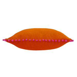 Velvet Pompom Cushion Orange/Fuchsia: Orange/Fuchsia / Polyester Filled / 45 x 45cm