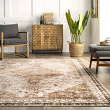 Belle Washable Geometric Area Rug: Beige / Rectangle / 5' x 8'