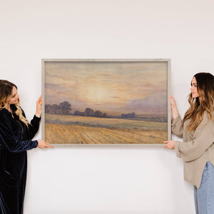 Sunset on the Field - Landscape Nature Canvas Art - Framed: 20x30" Large Canvas Art with Thick Wood Frame