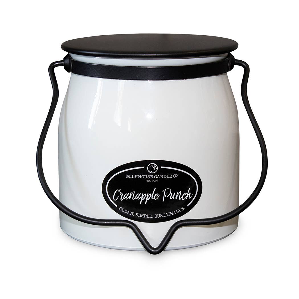 16 oz Butter Jar Soy Candle: Cranapple Punch, by Milkhouse