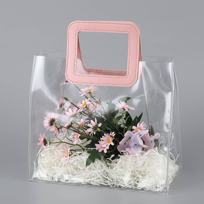 10pcs,Five Different  colors Handy transparent PVC Gift Bag: Middle / pink